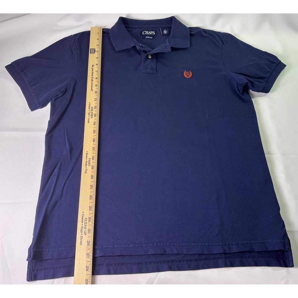 Chaps Stretch Polo Shirt Classic Fit Short Sleeve Casual Blue Top Mens Large - Picture 4 of 7